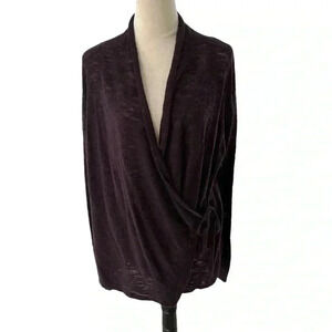 Coldwater Creek Women’s XL Dark Purple Plum Cardigan Ties Lightweight